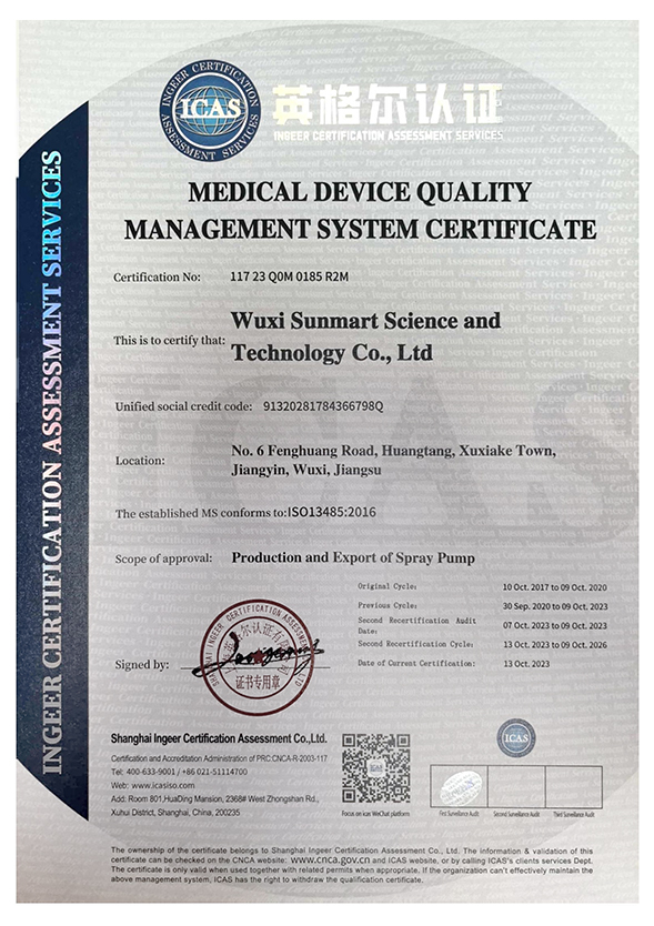 0MEDICAL DEVICE QUALITYMANAGEMENT SYSTEM CERTIFICATE
